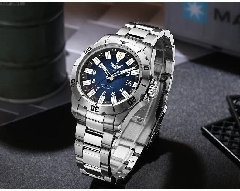 YELANG V1036 42mm Men Quartz Watch Luminous 10 Years Lithium Movement Rotated Dial 30ATM 300m Waterproof Military Style Watches