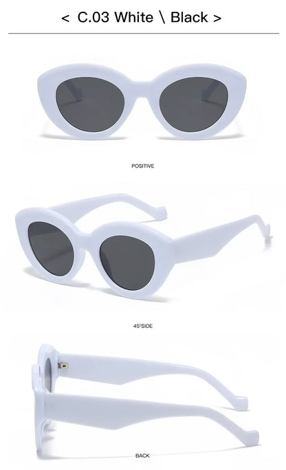 JNPCXI Ins Popular Fashion Oversized Cat Eye Women Sunglasses Green Stripes Retro Shades UV400 Men Trending Oval Sun Glasses