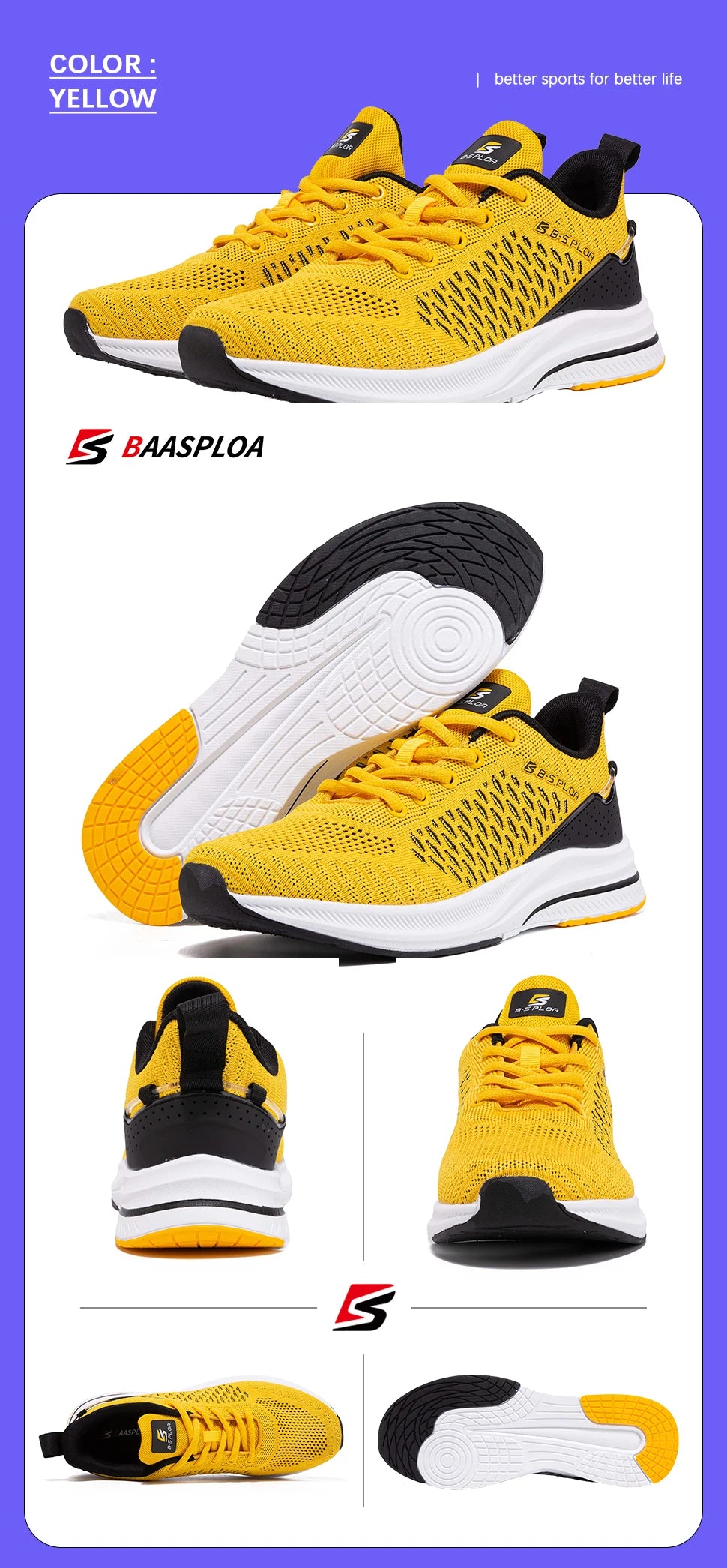 Baasploa Herren-Laufschuhe – Marke: Casual, leichte Designer-Jogging-Schuhe aus Mesh für Herren, atmungsaktive Sport- und Wanderschuhe mit Schnürung