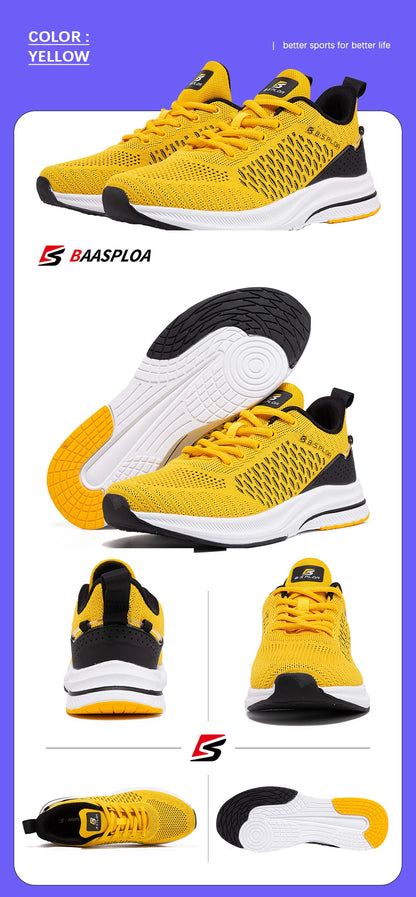 Baasploa Herren-Laufschuhe – Marke: Casual, leichte Designer-Jogging-Schuhe aus Mesh für Herren, atmungsaktive Sport- und Wanderschuhe mit Schnürung