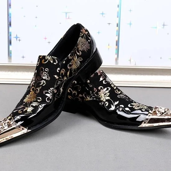 Men's Luxury White Gold Metal Toe Oxford Elegant Loafers Slip-On Dress Shoes Formal Wedding Party PU Leather Shoes Size 38-46
