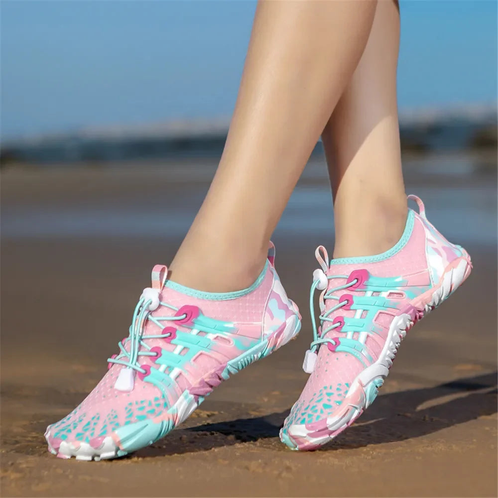 Men's and women's water shoes, upstream wading swimming barefoot five-finger aqua shoes, colorful beach seaside light unisex sneakers new