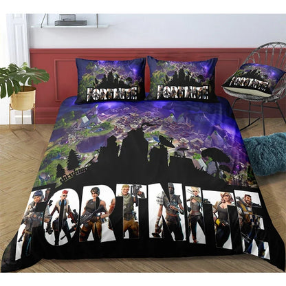 Juego de cama Fortnite con funda nórdica de 3 piezas, diseño 3D, ropa de cama para dormitorio, gaming, anime y dibujos animados, funda de almohada, decoración de habitación, regalo