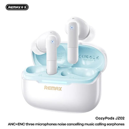 Écouteurs sans fil Remax ANC, réduction de bruit de 45 dB, 6 micros, ENC, appels HD, Cozypods JZ02, mode gaming, faible latence, 42h