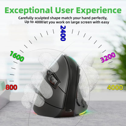 JOMAA RGB Rechargeable Wireless Ergonomic Mouse,5 Side Buttons,Bluetooth &2.4G Wireless Mice for PC Computer Notebook Laptop