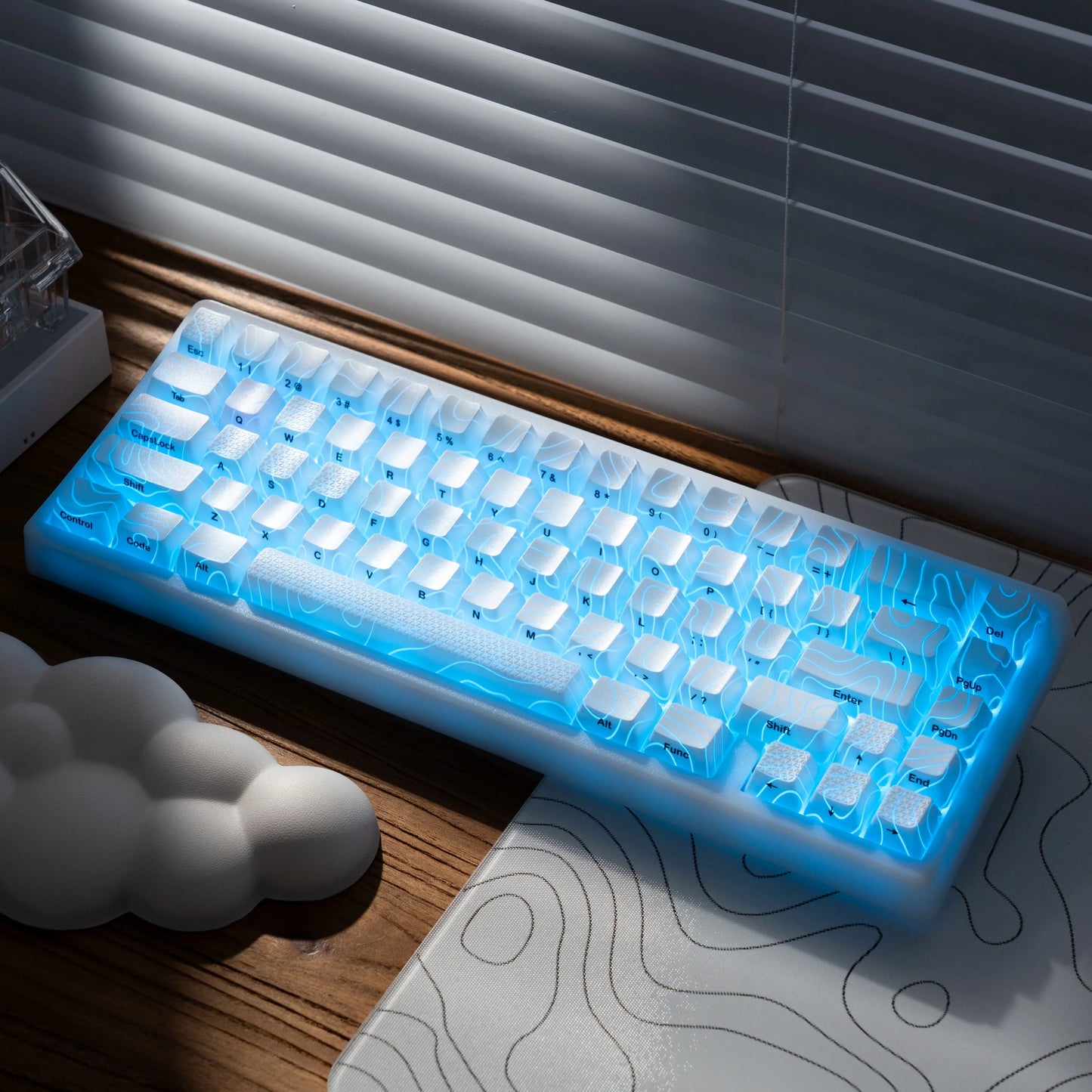 XVX M67 JadeStone Mechanical Keyboard With IMD-Tech Keycaps Hot Swappable Gasket Tri-Mode Custom RGB Wireless Keyboard 65%