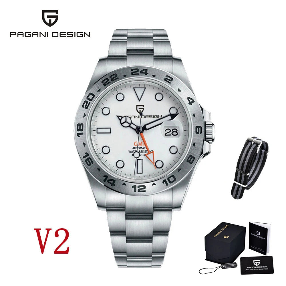 Pagani Design 2026 New Men's Automatic Mechanical Watch GMT Sapphire Stainless Steel Waterproof 10Bar Luminous BWG-9 Watch for Men