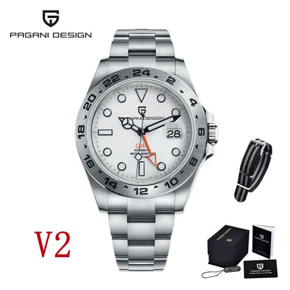 Pagani Design 2026 New Men's Automatic Mechanical Watch GMT Sapphire Stainless Steel Waterproof 10Bar Luminous BWG-9 Watch for Men