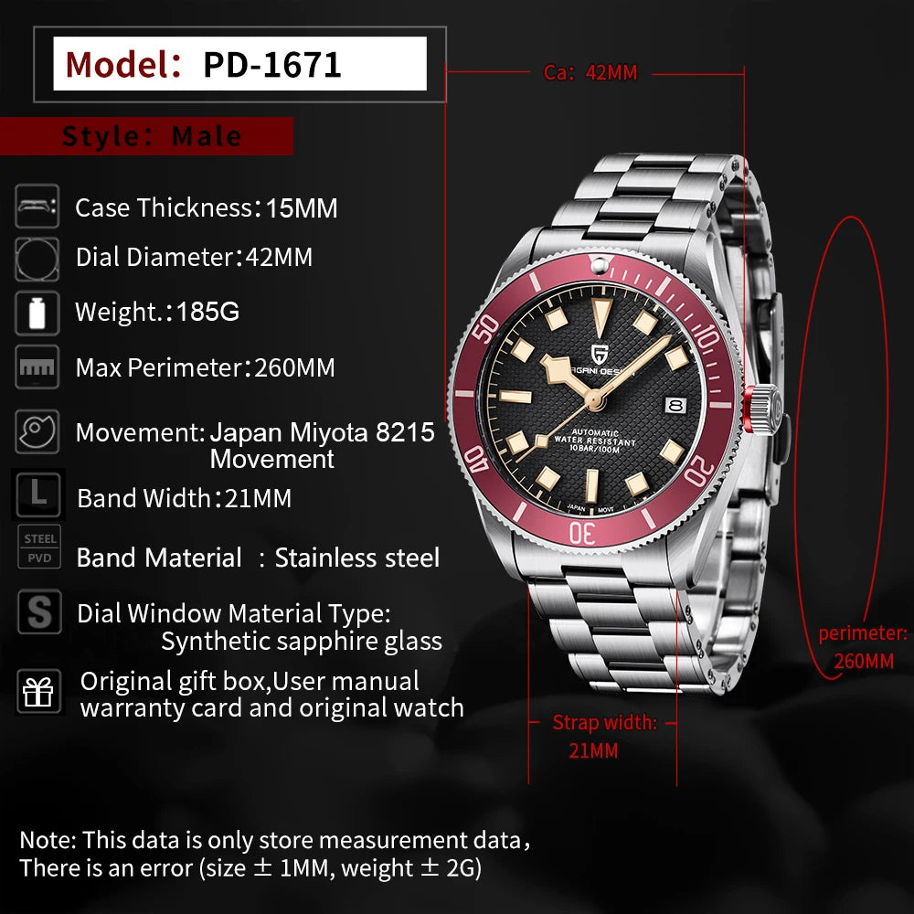 PAGANI DESIGN BB58 Men's Watches Mechanical Watch For Men Luxury Automatic Watch Men's NH35 Movement Waterproof Reloj Hombre PD-1671