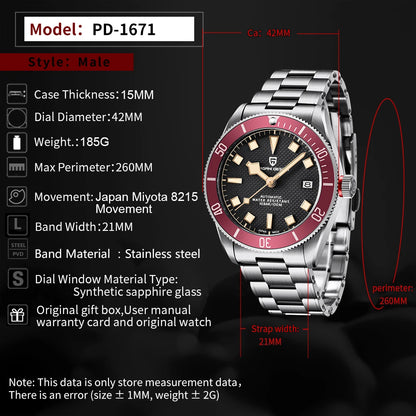 PAGANI DESIGN BB58 Men's Watches Mechanical Watch For Men Luxury Automatic Watch Men's NH35 Movement Waterproof Reloj Hombre PD-1671