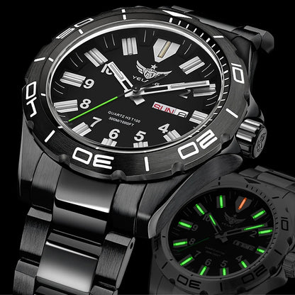 YELANG V1036 42mm Men Quartz Watch Luminous 10 Years Lithium Movement Rotated Dial 30ATM 300m Waterproof Military Style Watches