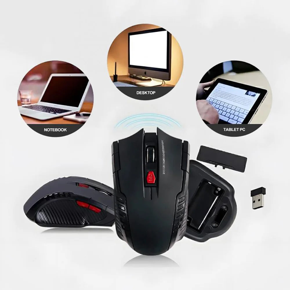 Mouse gaming optic wireless 2.4GHz cu receptor USB, 2000DPI, 6 butoane, pentru computer și laptop, accesorii