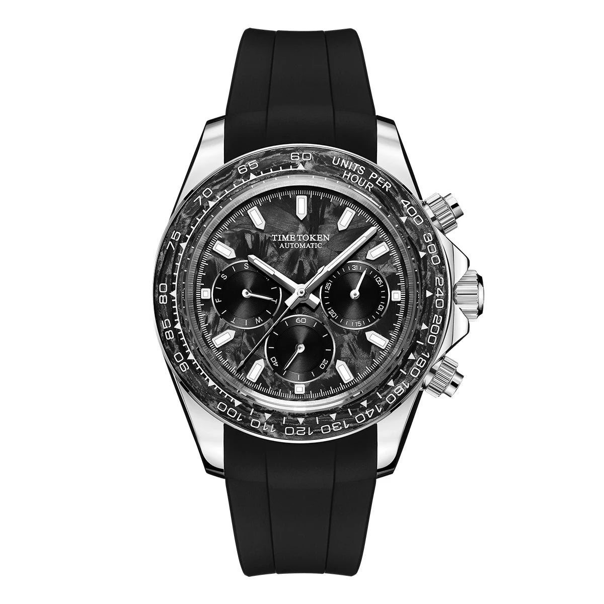 Carbon Fibre Luminous 40mm Automatic Watch Sporty Style 100m Waterproof Diver Watches automatic Men Watch multi-functional