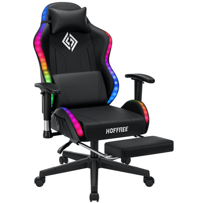 250Lbs LED Gaming Chair for Kids 8-15 Years, Adjustable Ergonomic Gamer Chair with RGB Lighting, Footrest & Lumbar Support