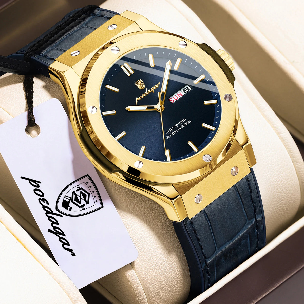 Orologio da uomo POEDAGAR – Modello originale, stile professionale, impermeabile, cinturino in silicone, indicazione di data e giorno, movimento al quarzo, orologio di lusso alla moda.