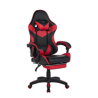 Ergonomic Racing Gaming Chair with Lumbar Support, Massage Function, Footrest, Reclining Leather Gaming Chair for Office & PC Gaming