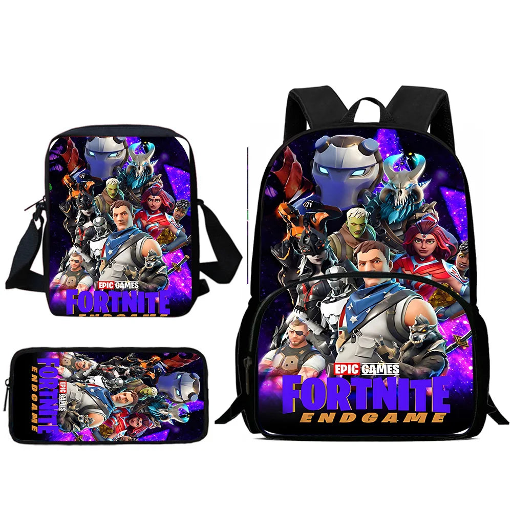 Hot Game Design Child Backpacks Shoulder Bag Pencil Case Fortnite Pupil Large Capacity School Bags for Boys Girls Best Gift