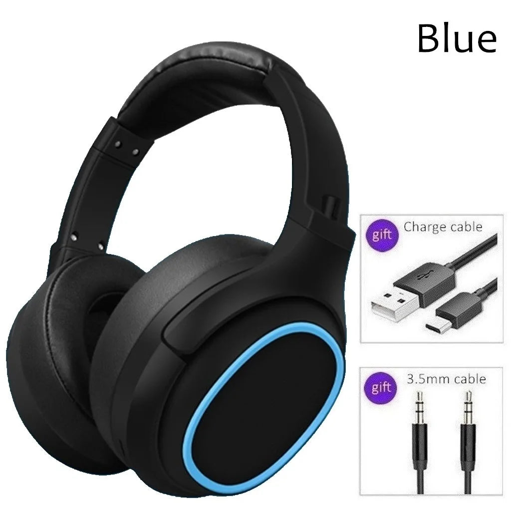 20 H Play Bluetooth Headphones with Large Earmuffs Wireless Earphones with Bass Noise Cancelling and Mic TF-card Support Helmet
