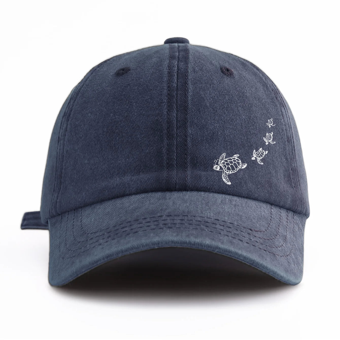 1pc Turtle Print Washed Baseball Cap for Adults,Minimalist Retro Style Casual Soft Adjustable Dad Hat,Perfect As Gift