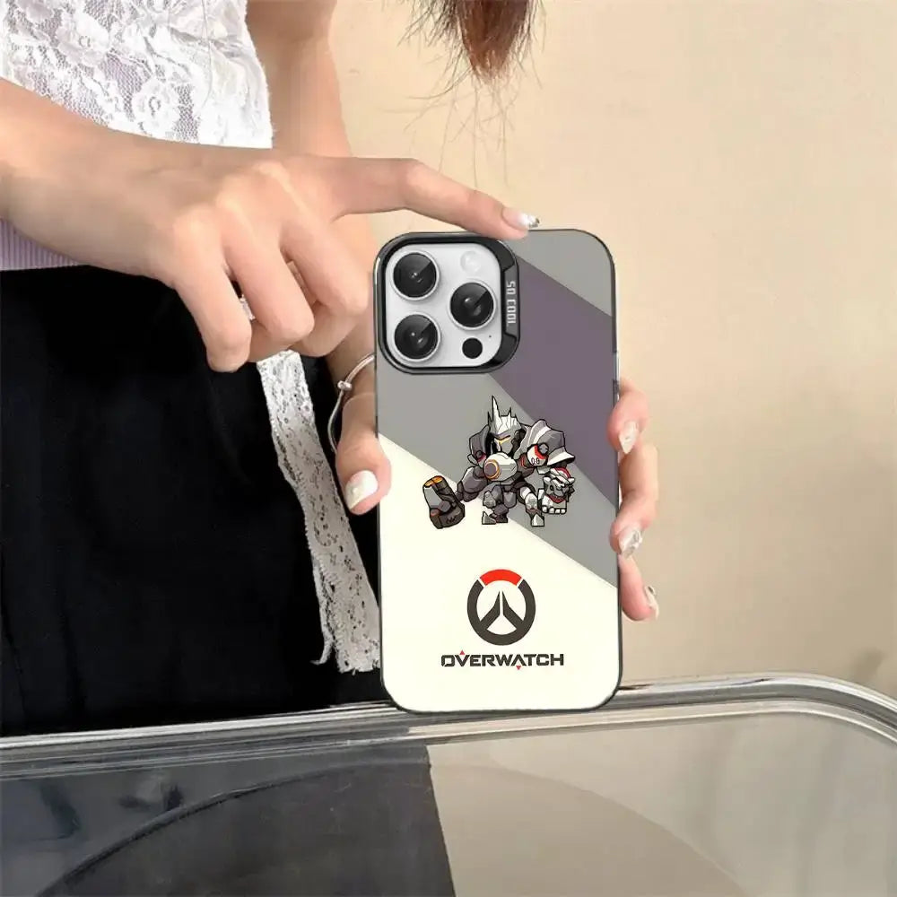„Game O-Overwatch“ pikselinio stiliaus telefono dėklas iPhone 17 16 15 14 13 12 11 Pro MAX, matinis, atsparus smūgiams, nugarėlės apsauga nuo kritimų