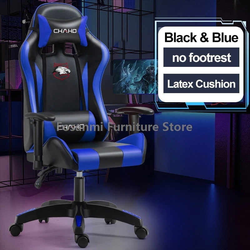 Fosanmi Gaming Chair with Footrest & Headrest, Ergonomic Leather Racing Chair, Swivel Computer Gaming Chair with Adjustable Armrests for Office