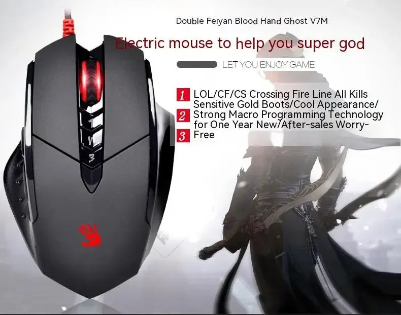 Bloody V7M kabelgebundene Maus RGB leichtes ergonomisches Design 4000dpi PC Büro E-Sports Gaming Makroprogrammierung Maus für CF LOL CS