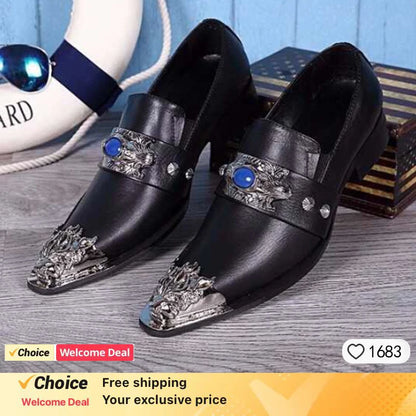 Men's Luxury White Gold Metal Toe Oxford Elegant Loafers Slip-On Dress Shoes Formal Wedding Party PU Leather Shoes Size 38-46