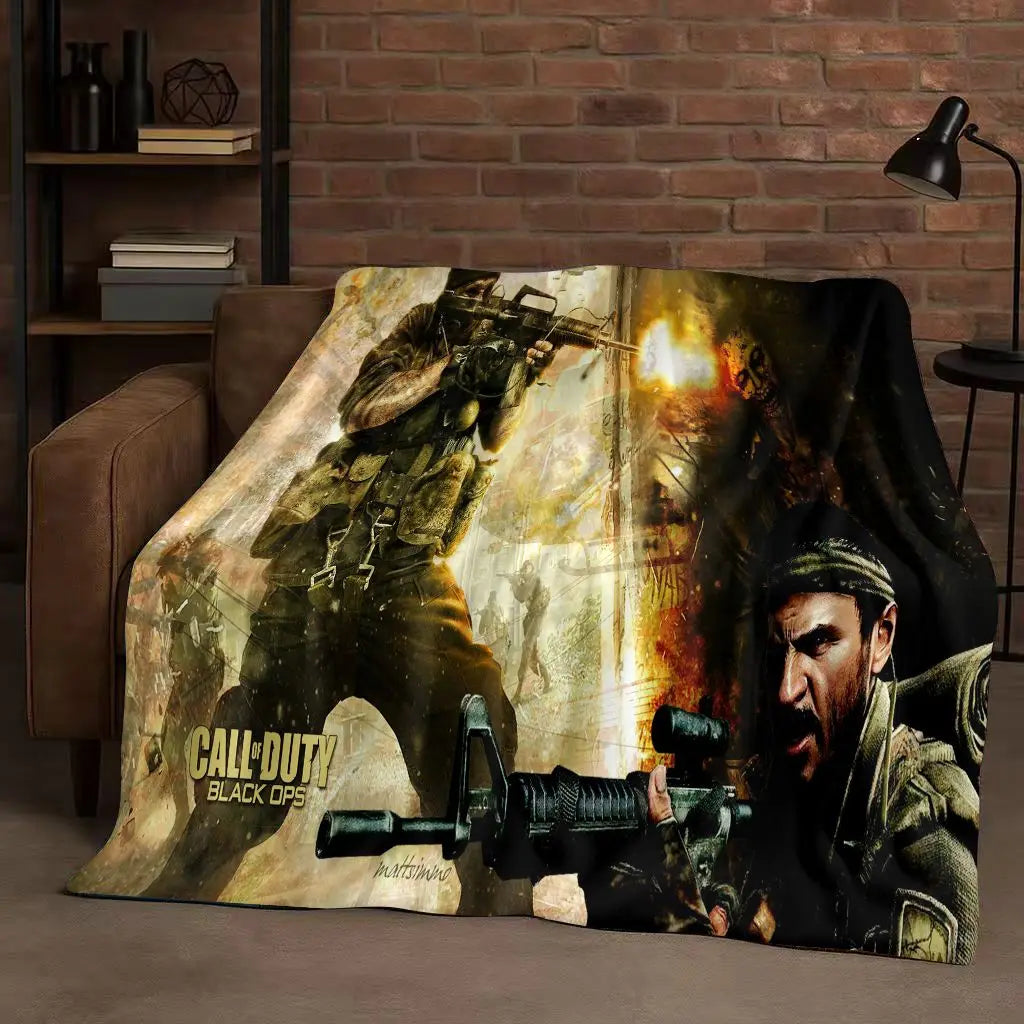 3D Classic Gun Game Call of Duty COD Ghost Simon Flannel Blanket,Ultra Soft Warm Plush Throw for Home Bedroom Bed Sofa Cover Kid