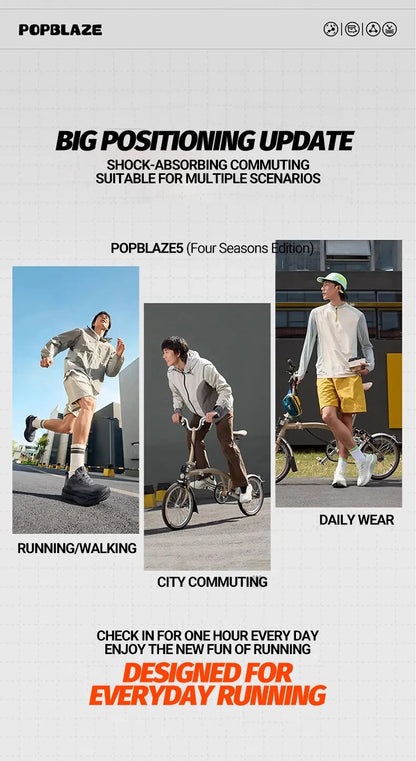 361 Degrees PopBlaze 5 Herren-Laufschuhe – Neue Dämpfung, dicke Sohle, atmungsaktiv, rutschfest, Outdoor-Jogging, Herren-Sneaker 672532212