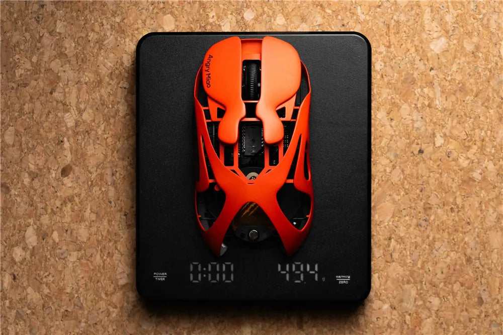 Angry Miao Infinity Gaming Wireless Mouse Hot-Swappable Metal Ultralight Hollow PAW3950 Dual 8K Wired Tri-Mode Orange