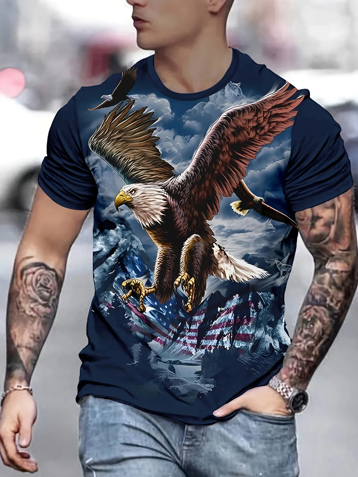Fashion Eagle T-shirts met print Luxe T-shirt Zomer T-shirts voor heren Casual tops T-shirt met korte mouwen 3D-print Herenkleding