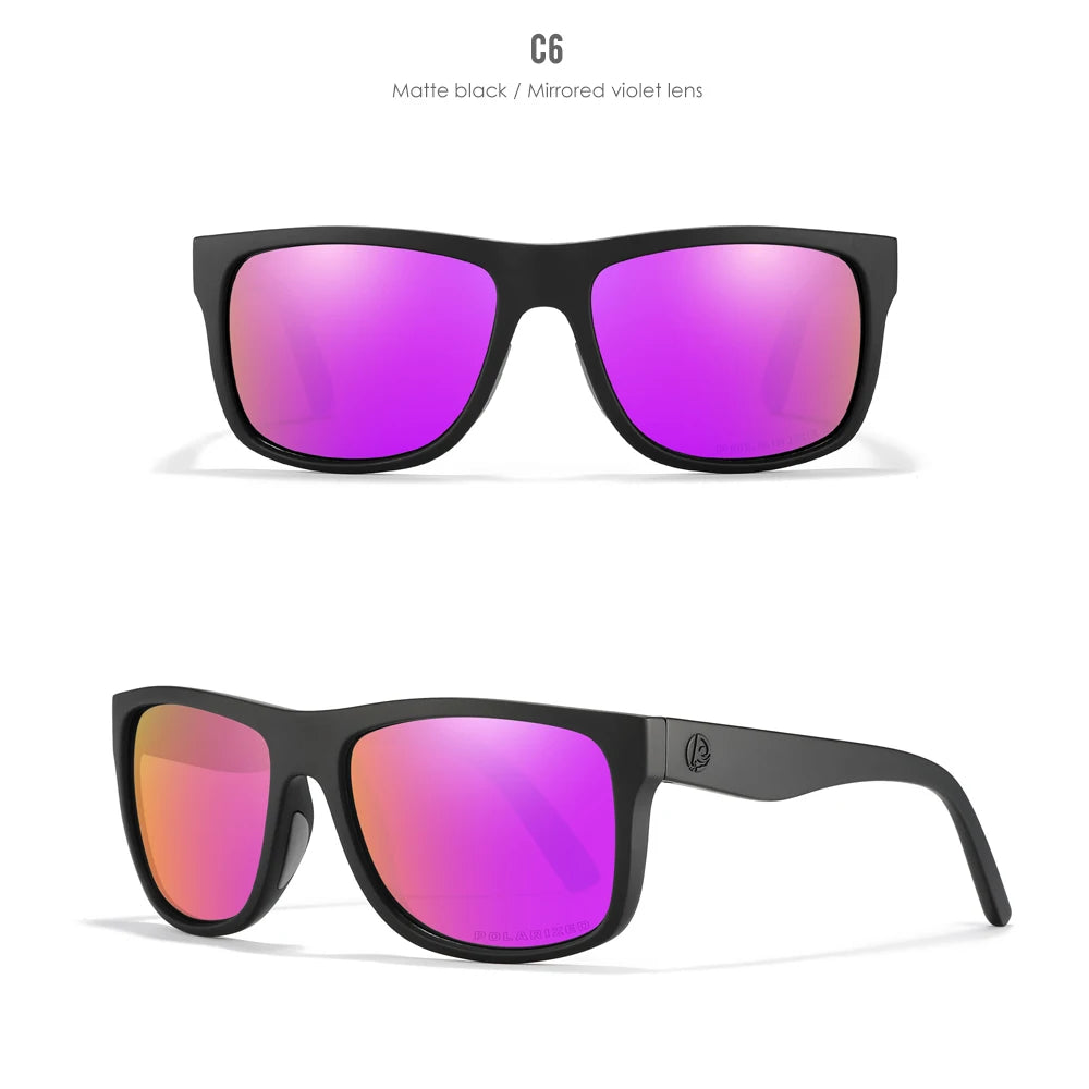 KDEAM Polarized Sunglasses Men Sports Tridimensional Brand Logo TR90 Square Sun Glasses All Black With Zipper Case KD0721