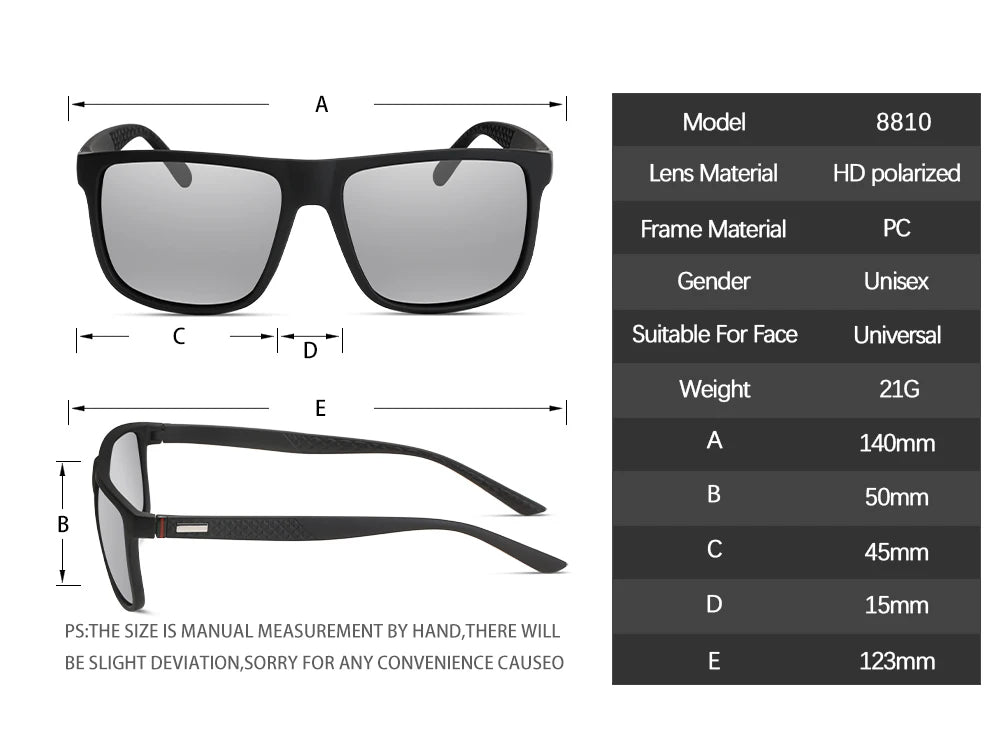 Brand Designer Men's Sun Glasses Vintage Square Sunglasses Men Women Luxury  Driving Fishing UV400 Eyewear Men