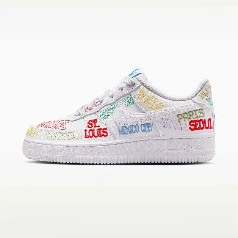 Nike ženske cipele za stariju djecu s vezenjem AF1 Air Force One niskog kupa ležerne cipele za dasku sportske cipele IO9739-100