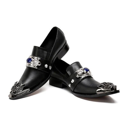 Men's Luxury White Gold Metal Toe Oxford Elegant Loafers Slip-On Dress Shoes Formal Wedding Party PU Leather Shoes Size 38-46