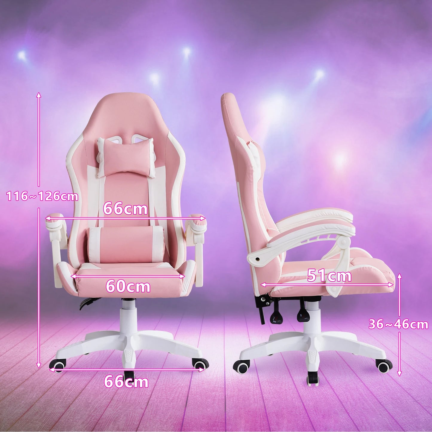 Sedia da gaming ergonomica Racing con poggiatesta, supporto lombare e altezza regolabile