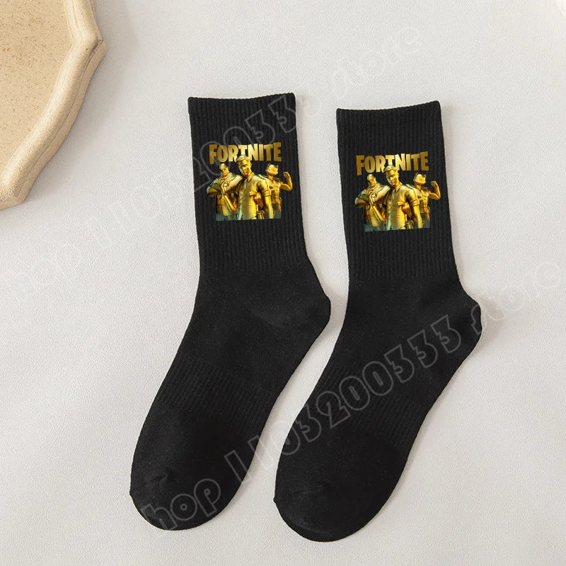 Fortnite-Socken mit Cartoon-Spielcharakter, lange Socken für Kinder und Schüler, einfarbige Baumwollsocken für Frühling und Herbst, Geburtstagsgeschenk