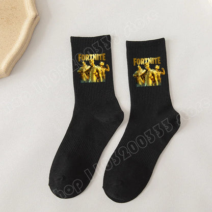 Fortnite-Socken mit Cartoon-Spielcharakter, lange Socken für Kinder und Schüler, einfarbige Baumwollsocken für Frühling und Herbst, Geburtstagsgeschenk