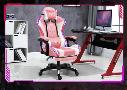RGB Gaming Chair Ergonomic Computer Chair with Massage Function, Reclining Office Chair, Swivel Gamer Chair with Adjustable Height and Armrests