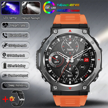 New T-Rex 3 Military Outdoor Sports Smart Watch Men GPS Motion Track 5 ATM Waterproof Heart Rate HD Bluetooth Call Smart Watch