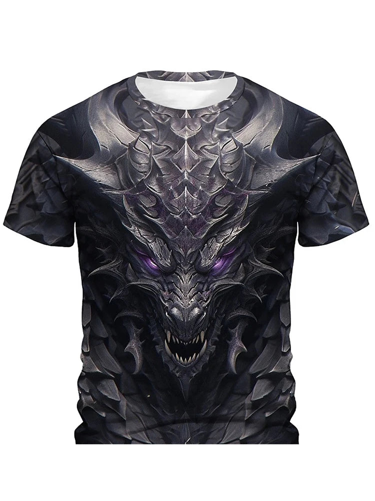 3D Dragon Print Men's T-shirt Summer Daily Casual Men's Street T-shirt Outdoor Sports Short Sleeve Urban Fashion Men's T-shirt