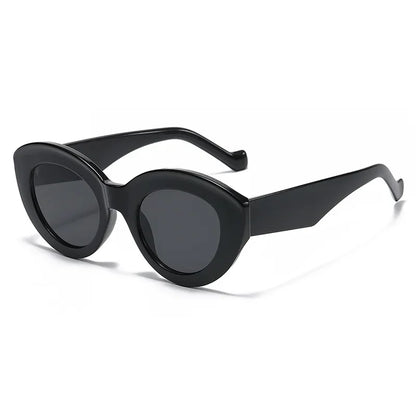 JNPCXI Ins Popular Fashion Oversized Cat Eye Women Sunglasses Green Stripes Retro Shades UV400 Men Trending Oval Sun Glasses