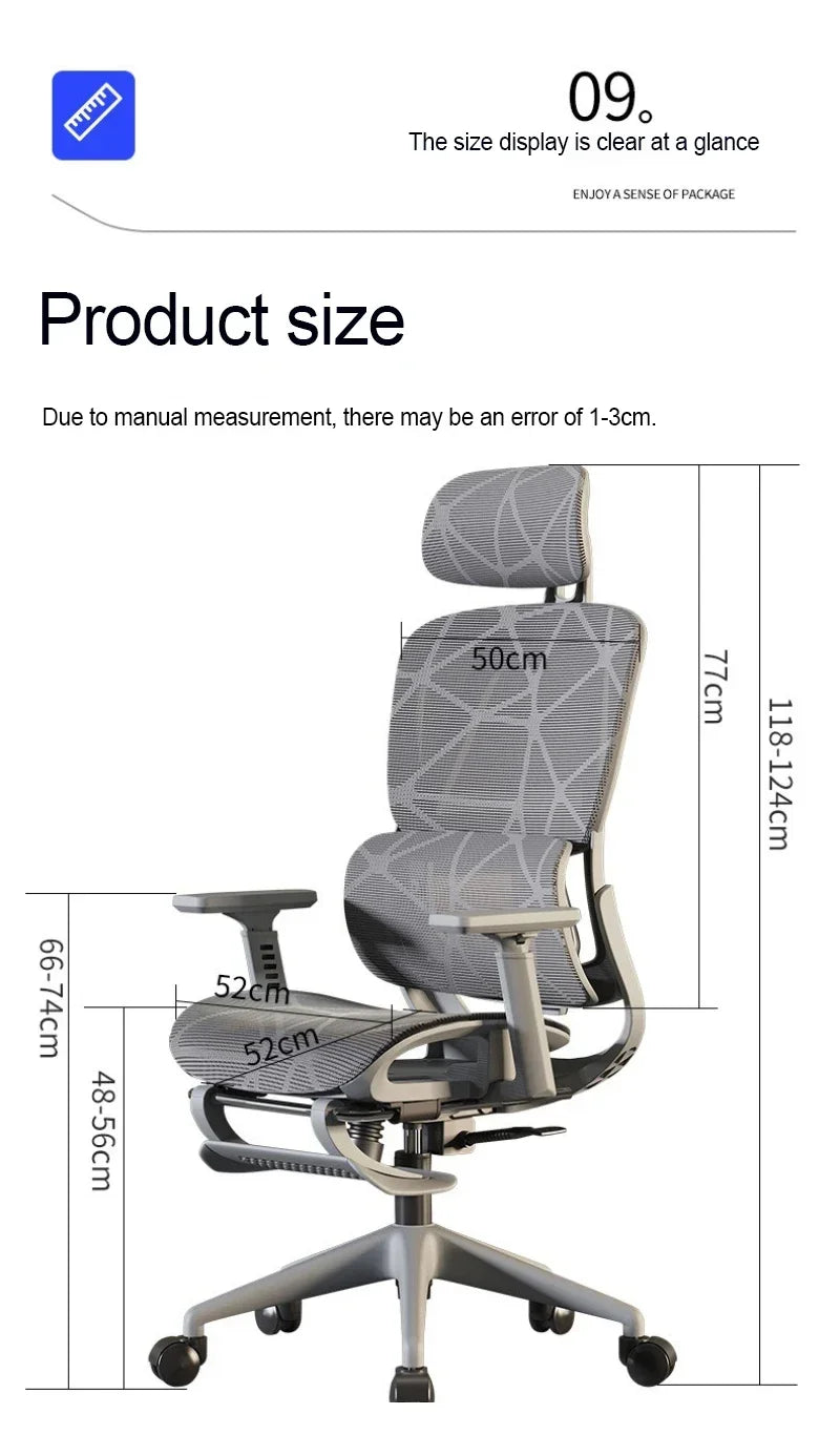 Ergonomic Gaming Chair with Adjustable Footrest, Reclining Office Chair, Posture Support Computer Chair with 2D/3D Armrests for Home Office