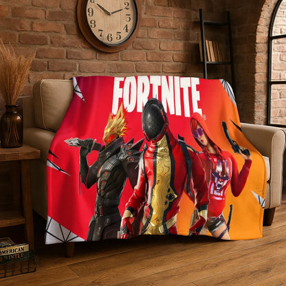 Cartoon F-Fortnite Game Gamer Flannel Blanket Soft Warm Throw Blanket for Bedroom Living Room Bed Travel Camping Picnic Gift