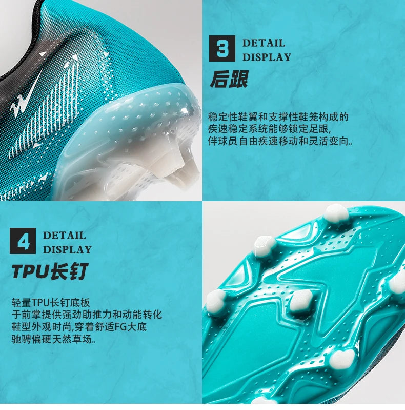 Double Star Adult Youth AG Soccer Cleats Non Slip Durable Artificial Natural Grass Football Shoes for Training Match Men Women