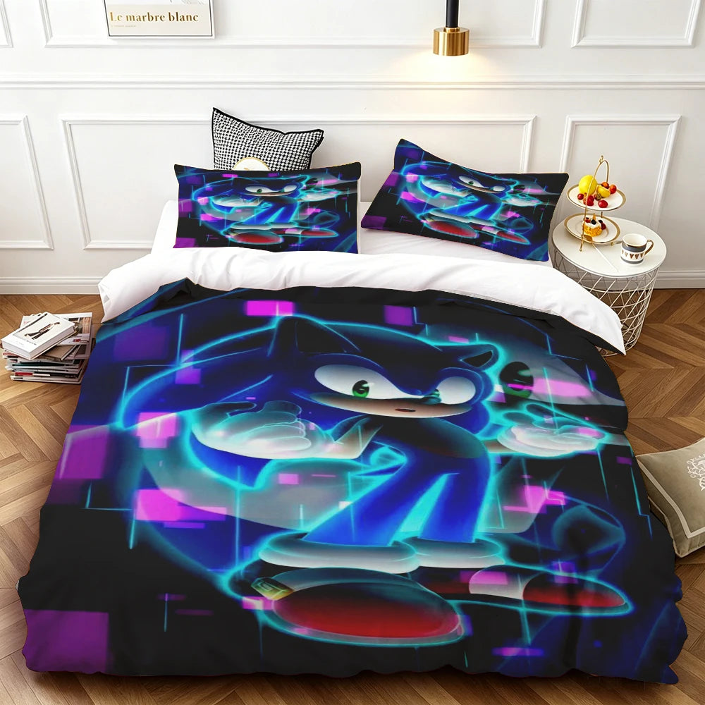 Exquisite Cartoon S-Sonics Wallpaper Anime Digital Printing Bedding Set Duvet Cover Comforter Bed Youth Kids Girl Boys Gift soft