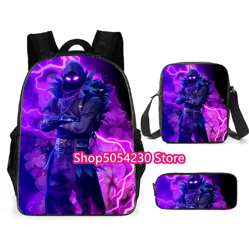 Fortnite 3PCS Backpack for Boys Victory Game 16 Inch Water Resistant Preschool Knapsack Cool Elementary School Backpacks