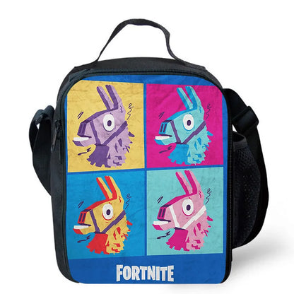 Fortnite Cartoon Lunch Bag for Boys Girls Unisex Reusable Insulated Lunch Box Portable Handbag Large Capacity for School Picnic