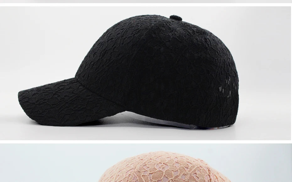 CNTANG Brand Summer Lace Hat Cotton Baseball Cap For Women Breathable Mesh Girls Snapback Hip Hop Fashion Female Caps Adjustable