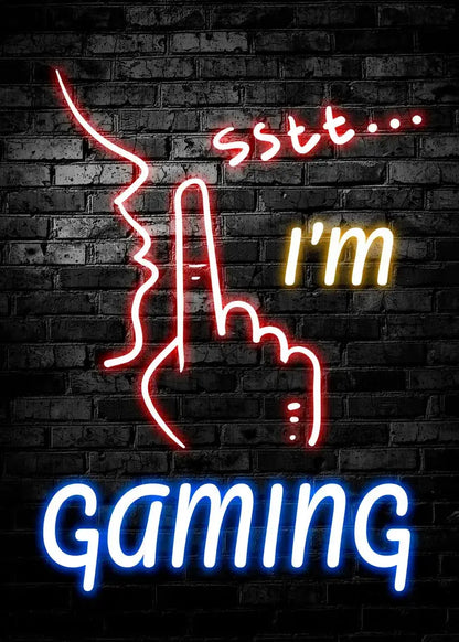 Nordic Cat and Gaming Controller Quotes Poster Modern Canvas Painting for Wall Art Mural Gamer Boys Girls Room Decor (not Neon)